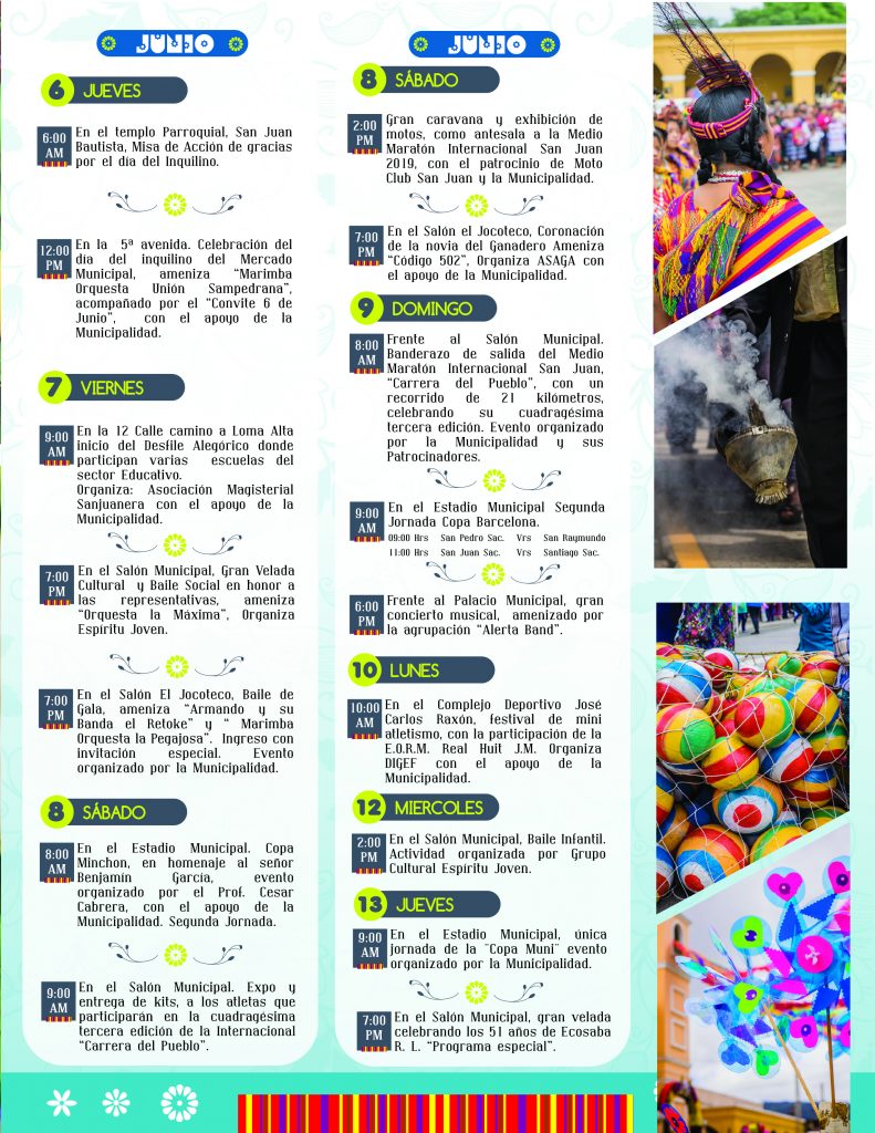 Programa General De Actividades, Feria Titular De San Juan Sacatepéquez ...